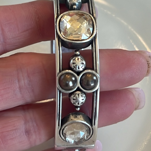 Vintage Brighton silver & Crystal cuff bangle bracelet - Picture 7 of 8